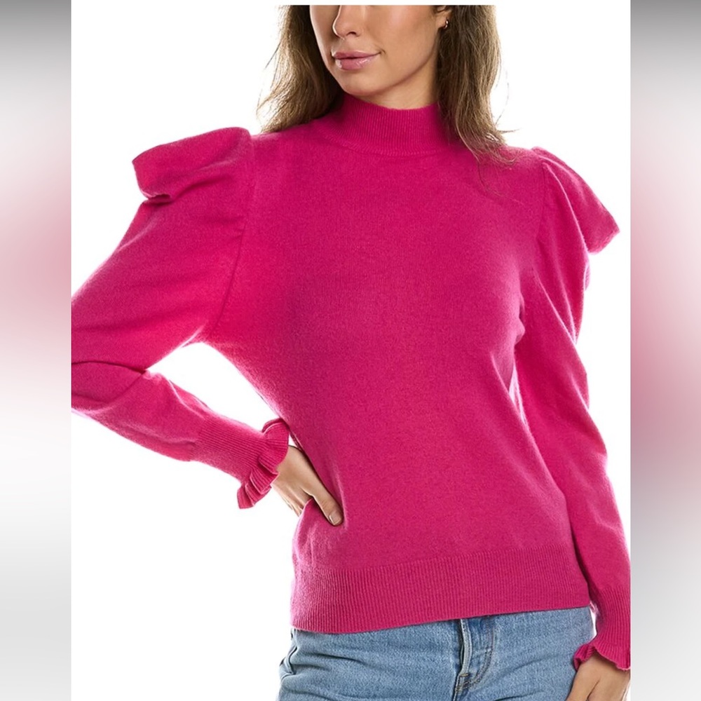 LEA & VIOLA PUFF SLEEVE WOOL & CASHMERE-BLEND SWEATER